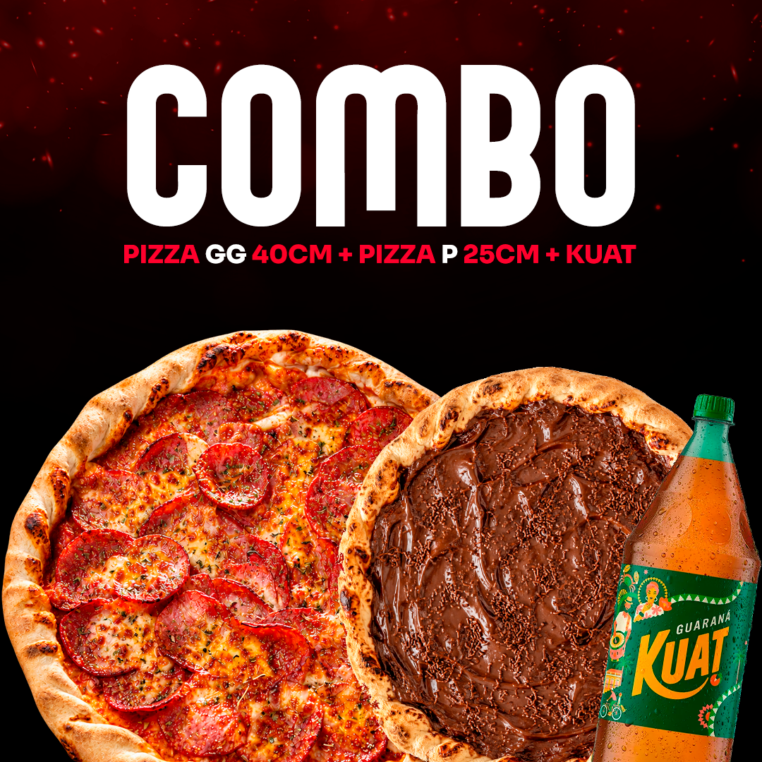 COMBO FAMILIA - PIZZA 40CM + BROTO DOCE 25CM + KUAT 2L
